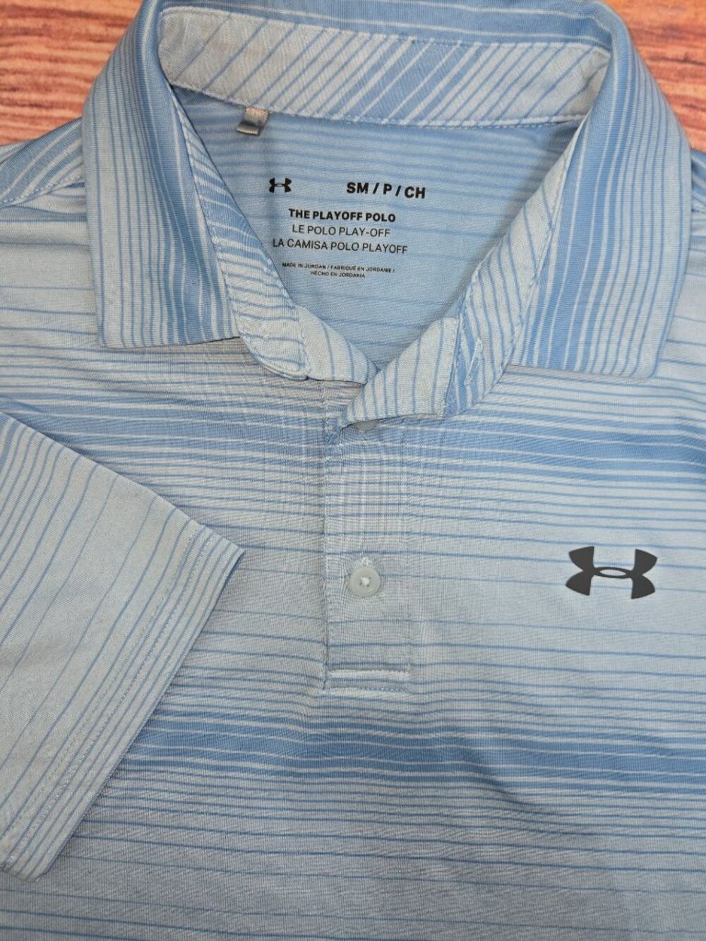 Under Armour Mens The Playoff Blue Striped Polo Size Small